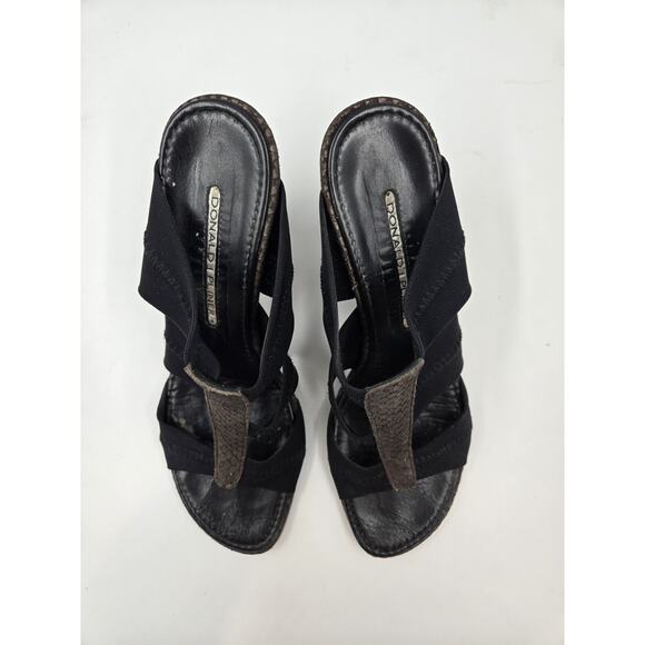 Donald J Pliner Slip On Mesh Elastic Leather Snake Sandals Size 7 M Black - Picture 6 of 10